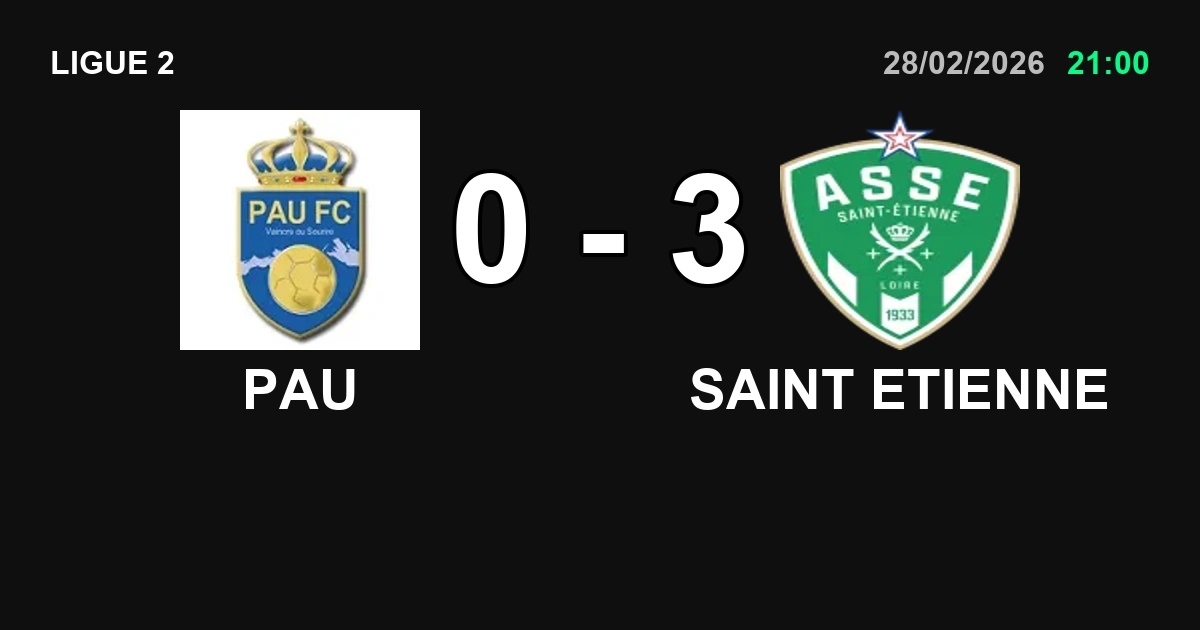 Résumé Saint-Étienne domine PAU pour une victoire convaincante (0-3)
